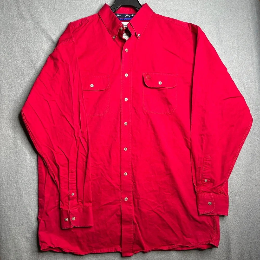 Wrangler Cowboy Cut Long Sleeve Red Button Down‎ Shirt Men's XL